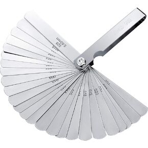 Stainless Steel Feeler Gauge Dual Marked Metric and Imperial Measuring Tool (0.04-0.63 mm, 26 Blades)