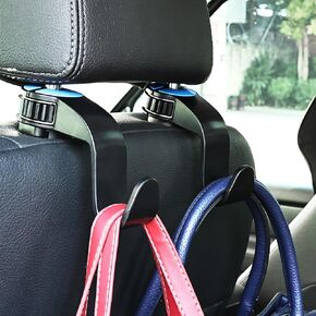 Amooca Car Seat Hooks with Adjustable Hasp Headrest Storage Hanger Universal Fit Automotive Organizer for Purse Bag Coat 4 Pack Black Red
