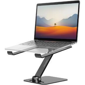 OMOTON Laptop Stand for Desk, Ergonomic Adjustable Computer Stand Aluminum Portable Desktop Laptop Riser Holder for MacBook Air Pro, Dell, HP and All Tablets Up to 15.6", Glossy Silver