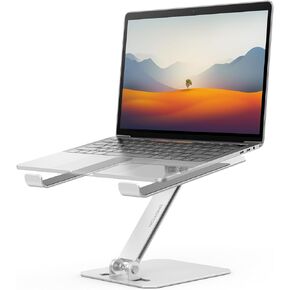 OMOTON Laptop Stand for Desk, Ergonomic Adjustable Computer Stand Aluminum Portable Desktop Laptop Riser Holder for MacBook Air Pro, Dell, HP and All Tablets Up to 15.6", Glossy Silver