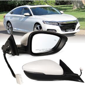 Right Passenger Side Door Mirror For Honda Accord LX, Sport 2018-2022 丨 Power 丨 Non-Heated No-Turn signal Match to Black Paint Replaces HO1321328 76208-TVA-A02 (3pin)