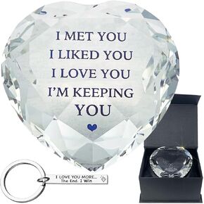 التقيت بك، لقد أحببتك، أنا أبقيك على شكل قلب كريستال ألماس 80 مم، ثقالة ورق ديكور، هدايا رومانسية لصديقتك وصديقها وزوجها، هدية حب لصديقتك في عيد الحب in Kuwait