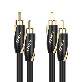 J&D Audiophiles RCA Cable, 24 AWG 2RCA Male to 2RCA Male Stereo Interconnect Audio Cable, Gold-Plated Subwoofer Cable for Home Theater, HDTV, Amplifiers, Hi-Fi Systems, Speakers, 3 Feet