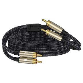 RCA Cable, 2RCA Male to 2RCA Male Stereo Audio Cable Gold Plated Car Audio Subwoofer Adapter Dual Shielded Red and White Cord for Home Theater Amplifier Hi-Fi System Car Audio Speaker-10FT