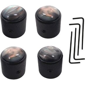 4Pcs Pearl Top Guitar Dome Knob Volume Tone Control Knobs with Allen Keys for Electric Guitar or Precision Bass Black