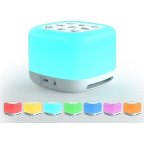 White Noise Sound Machine with Bluetooth Speaker, Night Light 40 Soothing Sounds 9 Color Lights Rechargeable Portable for Baby Kids Adults