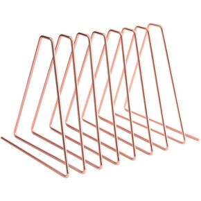Rose Gold Shrinkable Metal Book Holder, Triangle 7 Slot Desktop File Sorter Book Rack Organizer, Art Desktop Magazine Holder for Office Home Decoration