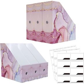 6 عبوات من حوامل المجلات، حامل ملفات مجلات من الرخام الوردي الفاخر للمكتب، منظم مجلد ملفات من الورق المقوى قابل للطي كحامل مجلد صناديق الكتب للمكتب أو المدرسة in Kuwait