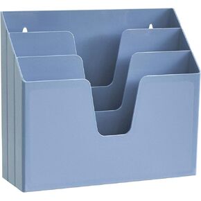 Acrimet Horizontal Triple File Folder Holder Organizer (Solid Blue Color)