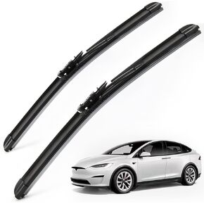 Wiper Blades for Tesla Model X, 28" + 18" Front Windshield Wiper Blade with Integrated Washing - Durable Stable and Quiet - fit All Weather Performance - Original Equipment Replacement (2Pcs)
