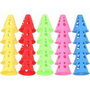 20pcs Mixed Color Mini Sports Training Cones Training Cones for Kid Adult Plastic Windproof Roadblock Traffic Road Cones for Roller Skating and Skate Practice