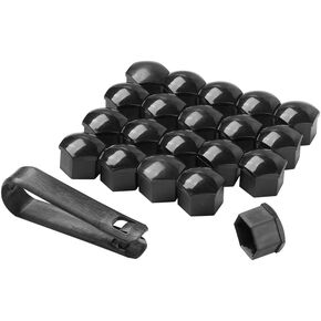 17mm Car Wheel Hub Lugs Nuts Bolts Cover Protective Cap Dust Protective Tyre Valve Screw Cap Cover 20 Pack, Black