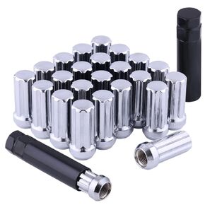 M14x1.5 Lug Nuts 14x1.5 Spline Lug Nuts M14 x 1.5 Chrome Lug Nuts 2" Tall Set of 24 pcs 2 Socket Keys 14mmx1.5 Lug Nuts Acorn Aftermarket Wheel Lug Nut Fit for Silverado Suburban Avalanche etc