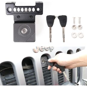 JL Hood Lock for 2018-2024 Jeep Wrangler JL JLU Unlimited 4XE Anti-Theft Hidden Hood Latches Locking Safety Catch Auto Rebound 1 Piece Black with 2 Keys