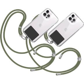 2X Cell Phone Lanyard [Army Green] - Comfortable Universal Smartphone Lanyard - Easy to Use Neck Phone Holder [Black Patch] - Adjustable Length Phone Strap Crossbody - Fits All Mobile Phones
