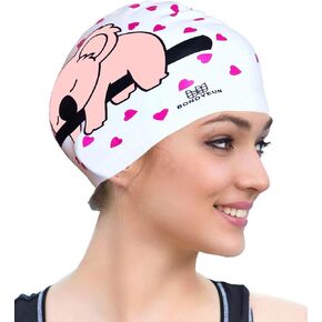 BONDYUEN Swim Cap Fit Kids Boys Girls Men Women with Short or Medium Hair Fun Cute Design Patterns Silicone Swimming Caps
