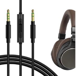 GEEKRIA Audio Cable with Mic Compatible with Audio-Technica ATH-M50xBT2, ATH-M20xBT, ATH-SR5, Pioneer HDJ-CX Cable, 3.5mm Aux Replacement Stereo Cord with Inline Microphone (4 ft/1.2 m)