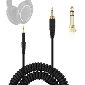 HD598 Coiled Audio Cable, 2.5mm to 3.5mm Aux Cord Compatible with Sennheiser HD598 HD558 HD518 HD579 HD599 HD569 Headphones with 6.35mm Adapter (5-10FT)