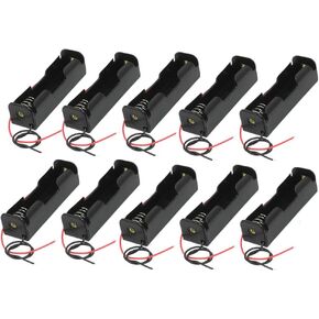 yueton Pack of 10 Wire Lead Battery Storage Box Case Holder for 18650 Button Top Single Battery