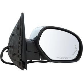 TRQ Power Heated Chrome 7 Dot Style Turn Signal Power-Folding Puddle Light Memory Mirror RH Right Passenger Compatible with 2007-2013 Chevy Avalanche Silverado Suburban Tahoe GMC Sierra Yukon