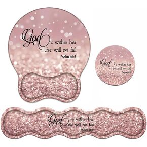 Wrist Rest Support Ergonomic Gel Mouse Pad & Memory Foam Keyboard Set, Non-Slip Rubber PU Base for Home Office Working Studying Easy Typing & Pain Relief, Bible Verse Jeremiah 29:11 in Kuwait