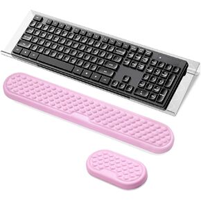 Clearance Acrylic Keyboard Stand with Mouse and Keyboard PU Leather Wrist Rest Set for Work Study and Game,Pain Relief Memory Foam Filling Wrist Rest (Black)