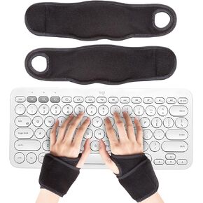Wearable Gel Wrist Rest Pads 2 Pcs Adjustable Ergonomic Mouse and Keyboard Support Cushions Wrist Braces to Reduce Joint Stress, Tension, and Carpal Tunnel Pain (Black)