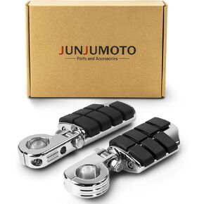 Highway Pegs Footpegs and CNC Mount Kit Fit for Harley Sportster Softail Dyna Road King Road Glide Street Glide with 1 1/4 Engine Guard (Black,Style B)
