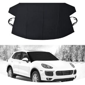 QODOLSI Windshield Cover for Ice and Snow, Thicken 600D Oxford Fabric Windshield Frost Cover for Ice, Frost & Snow Removal Windshield Snow Cover for All Weather, Water, Sag-Proof (75" x 42.25")