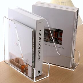 Magazine Holder, Clear Acrylic Magazine Rack, File Organizer for Office Desk, Book Organizer,-One-Piece-3 Vertical spaces,1 pack (B5)……