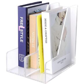 Magazine Holder, Clear Acrylic Magazine Rack, File Organizer for Office Desk, Book Organizer,-One-Piece-3 Vertical spaces,1 pack (B5)……