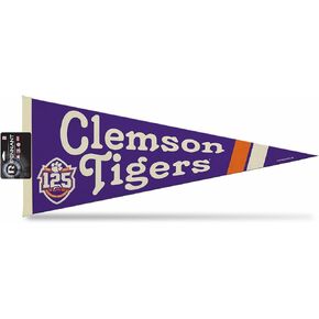 Rico Industries NCAA Clemson Tigers 125th Anniversary 12" x 30" Soft Felt Pennant - EZ to Hang - Home Décor (Game Room, Man Cave, Bed Room)