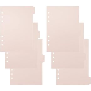 Light Pink A5 Plastic Binder Dividers 6 Holes Durable Plastic Tab Dividers for 6-Ring Binders, Notebooks, Planners