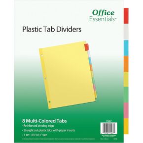 Office Essentials 11467 Plastic Insertable Dividers, 8-Tab, Letter