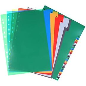 Extra Wide Index Dividers Extended Insert Indexes Binder Tab Insertable Dividers Plastic Document Organisers - Assorted Color 6-Tab, Number, 31 Pieces (11.4 x 8.6 Inches)