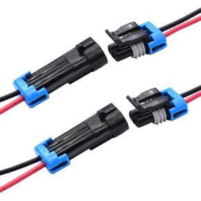 2 pin Way 18 Awg Waterproof Wire 1.5mm Series Terminal Connector Plug with Wire AWG Marine,5 Pack