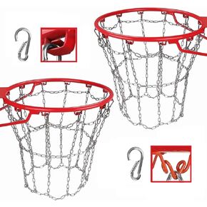 شبكة كرة سلة مكونة من عبوتين، سلسلة مضفرة من الفولاذ المقاوم للصدأ 304، مقاومة دائمة للصدأ (12 حلقة)، تركيب سريع. in Kuwait