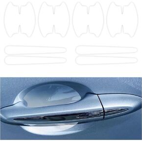 8PCS Car Door Handle Sticker, Anti-Scratch Carbon Fiber Auto Car Door Cup Protector with Self-Adhesive, Universal Waterproof Door Bowl Handle Protective Film for Most Cars (Transparent)