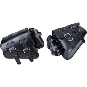2X Black Left Right Side Solo Saddle Bag with Side Storage Compatible with Harley Sportster XL883 XL1200