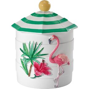 Avanti Linens - مرطبان مغطى، ملحقات سطح الطاولة متعددة الأغراض، ديكور الحمام الاستوائي (مجموعة Flamingo Paradise)