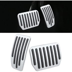 Senzeal Pedal Covers for Tesla Model 3 Model Y 2017-2024 and Model 3 Highland Aluminum Alloy Non-Slip Performance Foot Pedal Pads Accelerator and Brake Pedals Accessories (Silver)