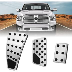 for Dodge Ram Accelerator Gas Pedal Brake Pedal Cover Anti-Slip Aluminum Alloy Foot Pedal Pads Kit Fit for Dodge Ram 2011-2018 1500 2500 3500, 3pcs