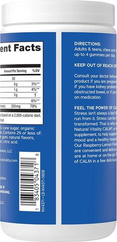 Natural Vitality CALM, Magnesium Supplement, Stress Relief Gummies, Supports a Healthy Response to Stress, Gluten Free, Vegan, Raspberry Lemon Flavored, 60 Gummies in Kuwait