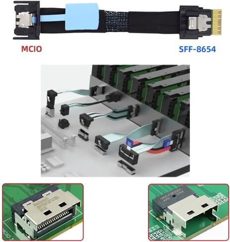 بطاقة PCI-E 5.0 M.2 M-Key إلى MCIO Mini Cool Edge IO أنثى محول المضيف لـ PCIe Nvme SSD 2280 2230 in Saudi Arabia
