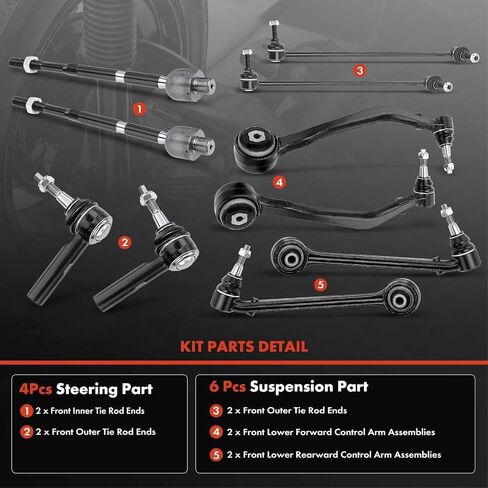 A-Premium 10Pcs Front Suspension Kit, Lower Control Arm Sway Bar Links Inner Outer Tie Rod Ends, Compatible with Chevrolet Camaro 2010 2011 2012 2013 2014 2015, K621479 K750553 ES800939 in Saudi Arabia