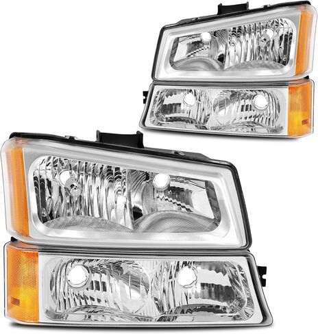 مجموعة مصابيح أمامية مضادة للضباب مع LED DRL مناسبة لـ 03 04 05 06 Chevy Silverado Avalanche 1500 2500 3500/07 Classic، الجانب الأيسر والأيمن (عاكس كهرماني لغطاء الكروم) in Saudi Arabia