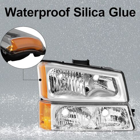 مجموعة مصابيح أمامية مضادة للضباب مع LED DRL مناسبة لـ 03 04 05 06 Chevy Silverado Avalanche 1500 2500 3500/07 Classic، الجانب الأيسر والأيمن (عاكس كهرماني لغطاء الكروم) in Saudi Arabia