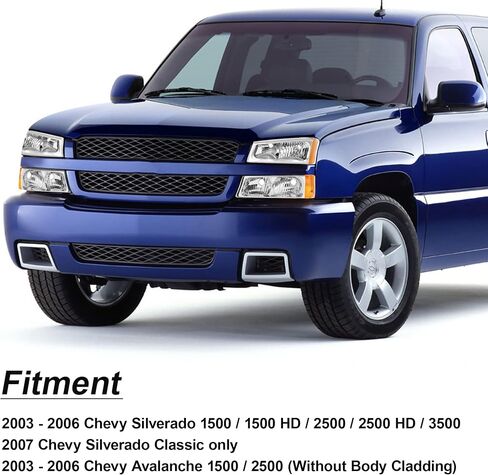 مجموعة مصابيح أمامية مضادة للضباب مع LED DRL مناسبة لـ 03 04 05 06 Chevy Silverado Avalanche 1500 2500 3500/07 Classic، الجانب الأيسر والأيمن (عاكس كهرماني لغطاء الكروم) in Saudi Arabia