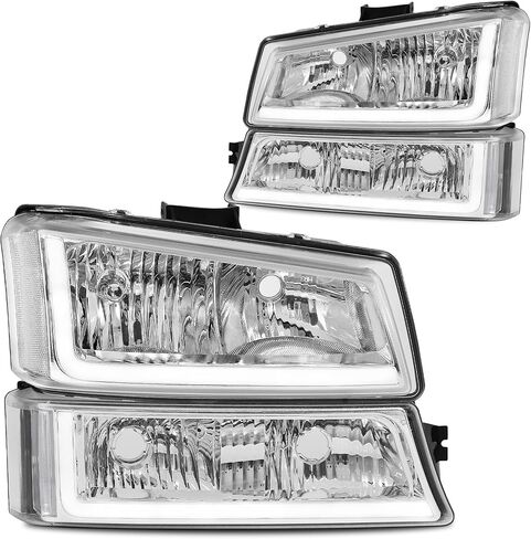 مجموعة مصابيح أمامية مضادة للضباب مع LED DRL مناسبة لـ 03 04 05 06 Chevy Silverado Avalanche 1500 2500 3500/07 Classic، الجانب الأيسر والأيمن (عاكس كهرماني لغطاء الكروم) in Saudi Arabia