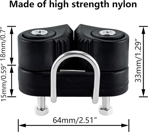 كام المربط مع حلقة رائدة، معدات المراكب الشراعية المتقدمة، معدات البيلاتيس قارب حبل الدخول السريع سلك الإبحار Fairlead (أسود، 2 قطعة) in Kuwait